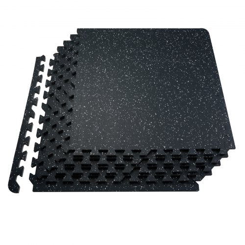 0.56 Inch Thick Gym Floor Mats, 6 Tiles Rubber Top with EVA Foam