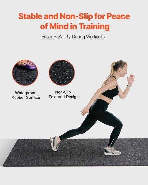 0.56 Inch Thick Gym Floor Mats, 6 Tiles Rubber Top with EVA Foam