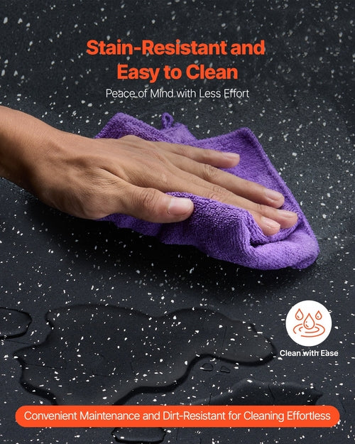 0.56 Inch Thick Gym Floor Mats, 6 Tiles Rubber Top with EVA Foam