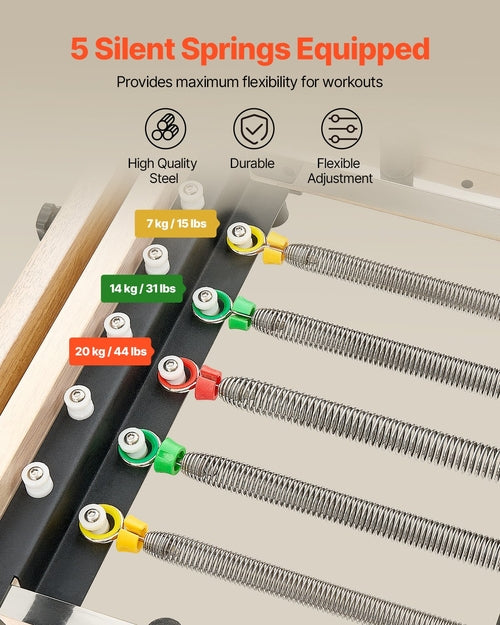 Foldable Pilates Reformer, Wooden Pilates Workout Machine for Home Gym