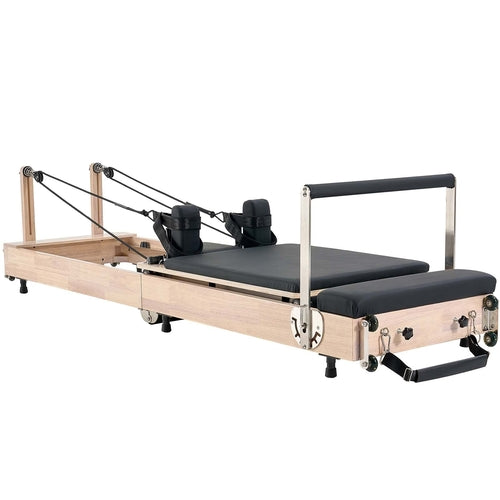 Foldable Pilates Reformer, Wooden Pilates Workout Machine for Home Gym